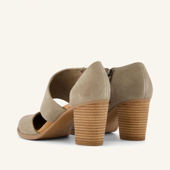Toms Milan Suede Closed Toe Heel in Suede Beige - Picture 3 of 10